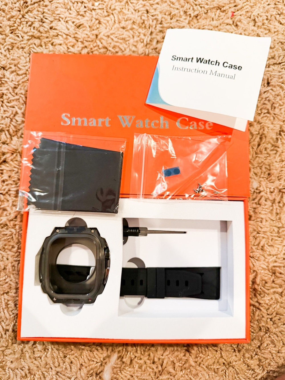 Apple Watch 11/10 46mm Case Carbon Fiber Fluorine Rubber Band